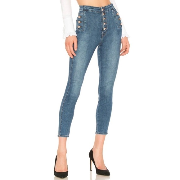 J Brand Natasha Sky High Crop Skinny Jean Button Front Stretch Denim Lovesick 31 - Picture 6 of 16